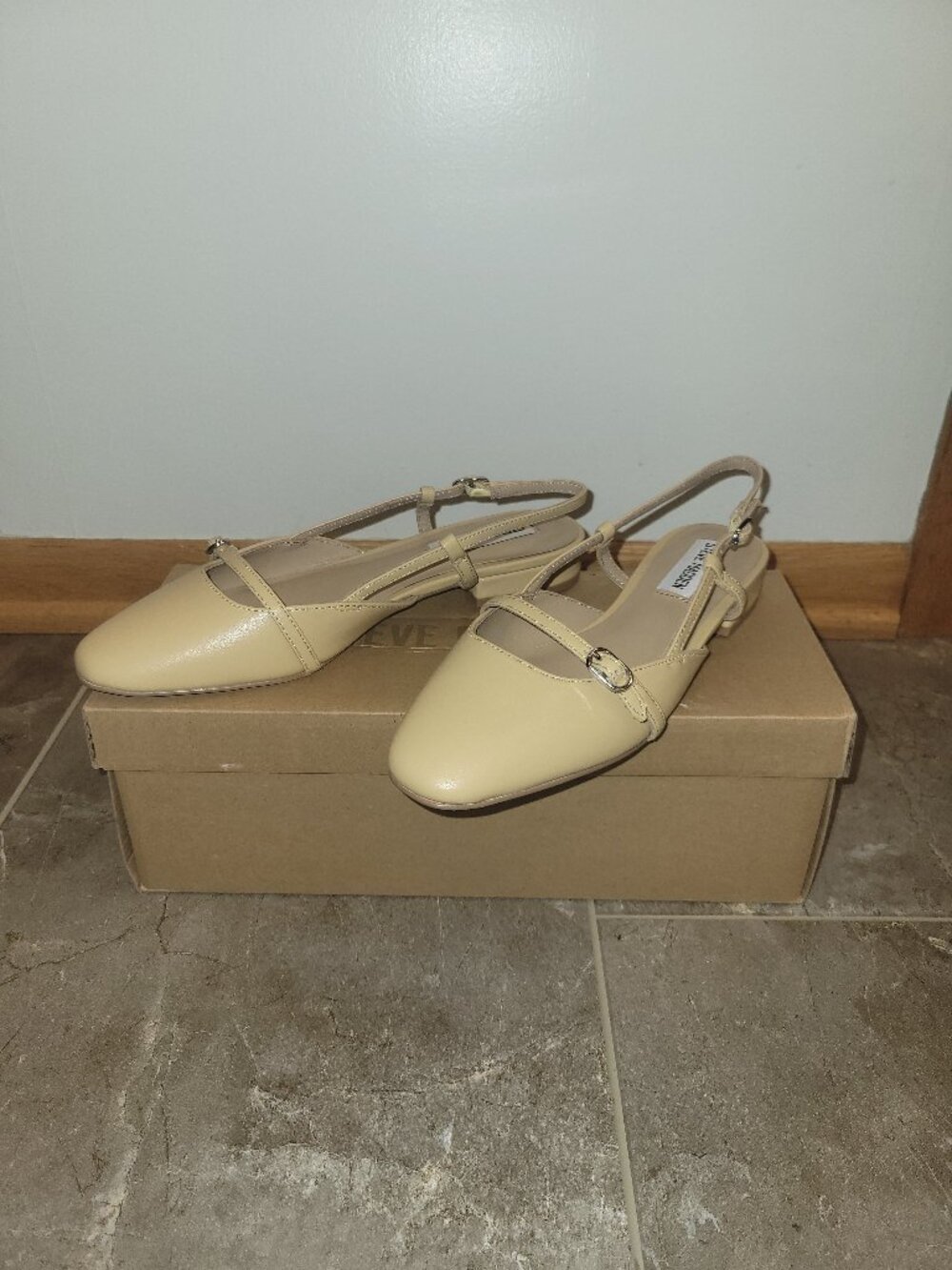 NIB Steve Madden Cream Bayli Flats, 6.5, leather